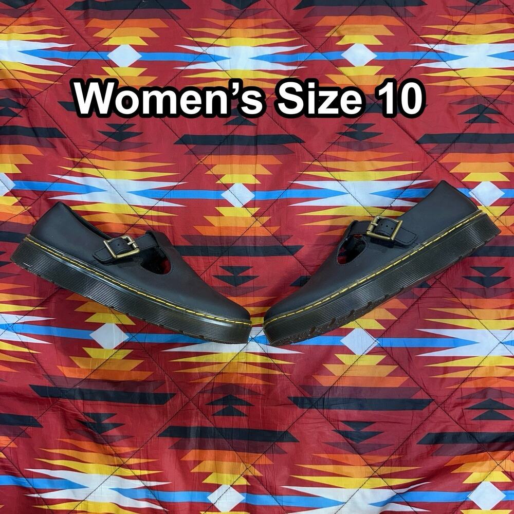 Dr. Martens Zavala MJ Mary Jane Shoes Womens Sz 10 Black Leather Flats Buckle